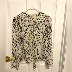 Michael Kors Button down blouse - animal print. Knotted waist